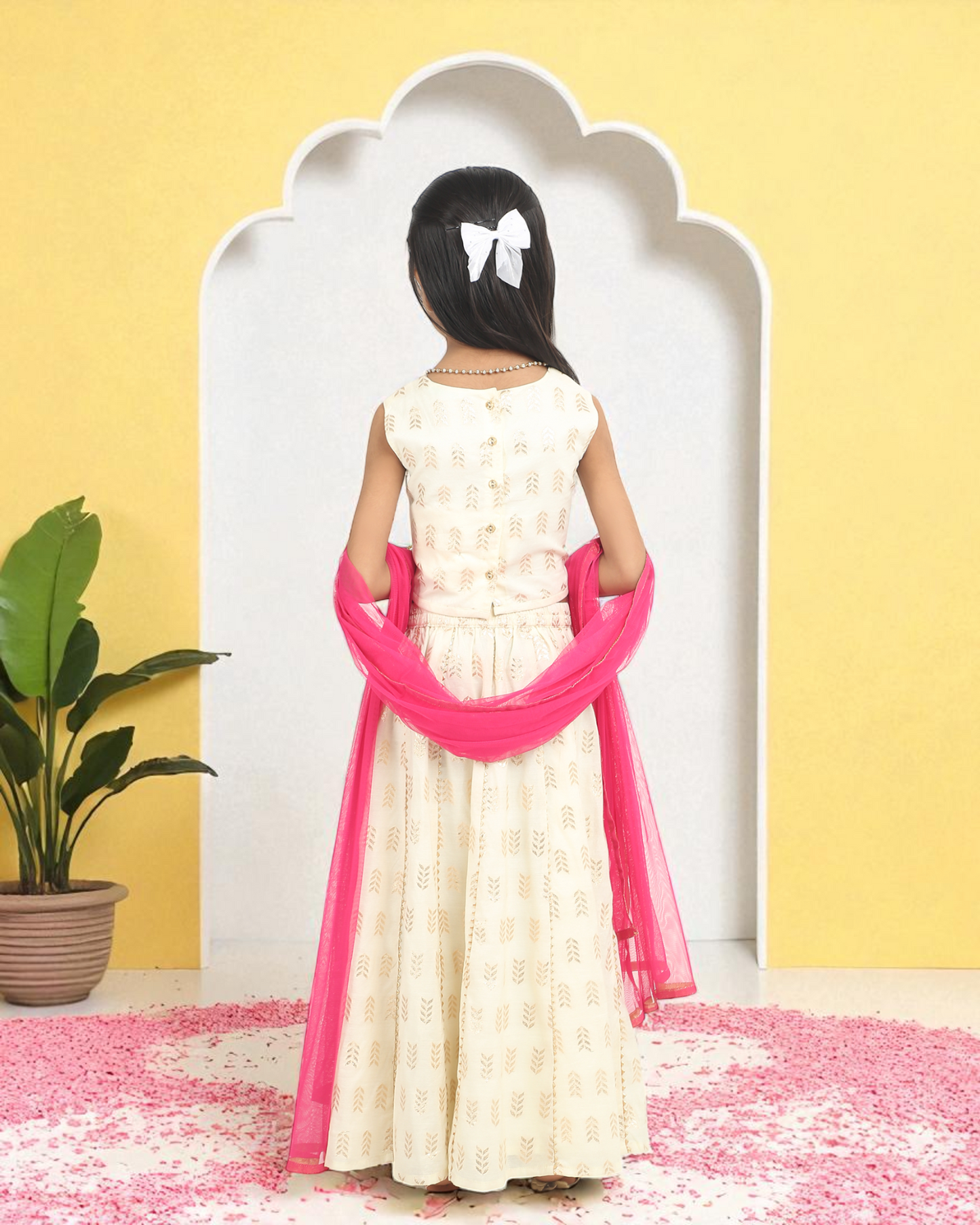 Ivory and Pink Chaniya Choli
