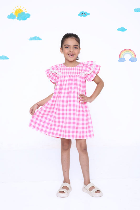 Pink Gingham Girls' Dress