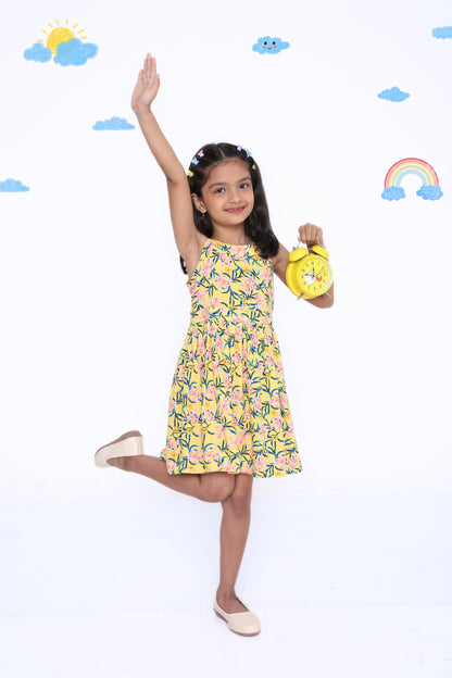 Yellow Floral Girls' Dress
