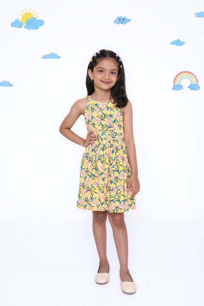Yellow Floral Girls' Dress