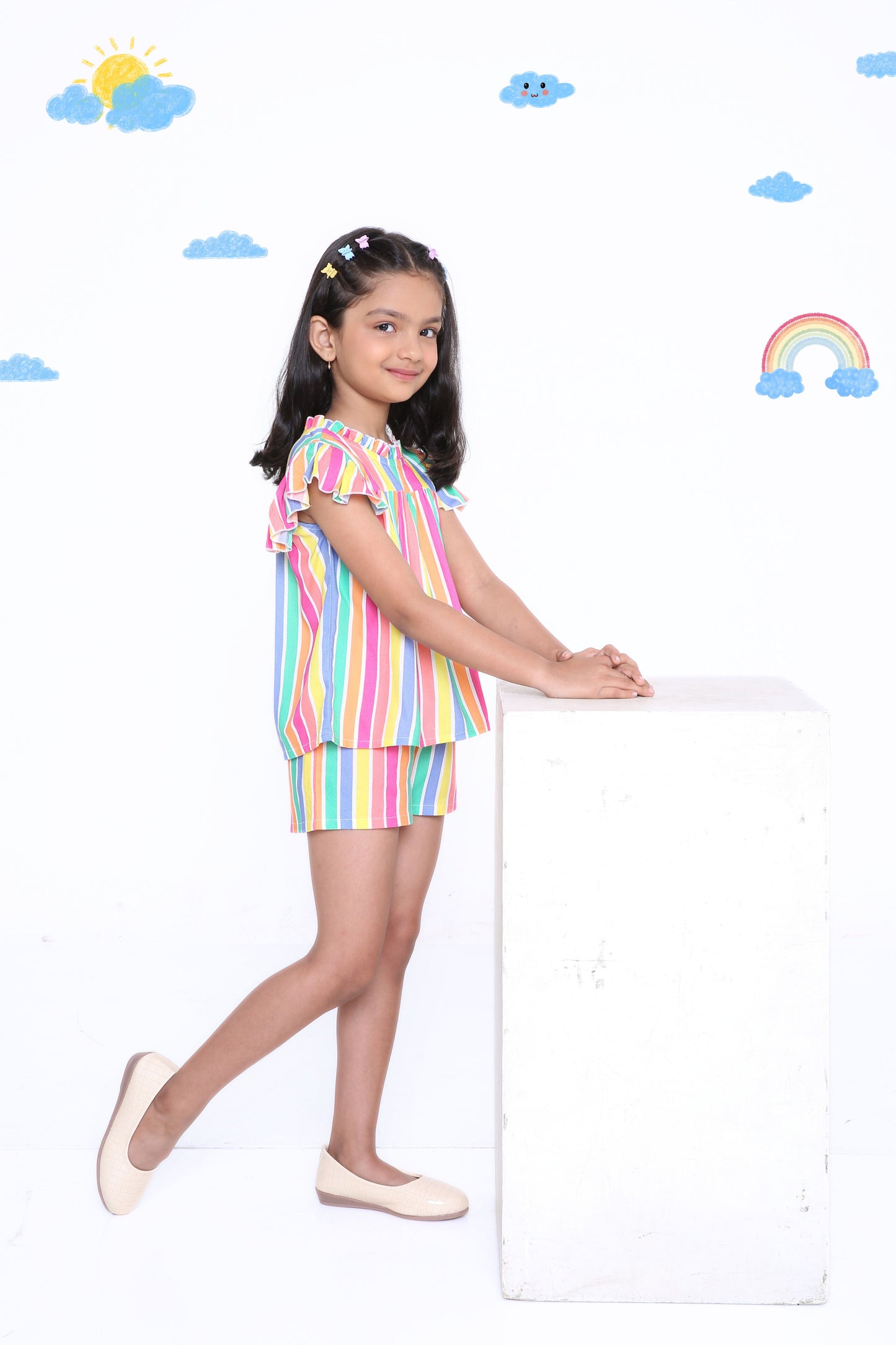 Girls' Multi-Colored Striped Co-Ord Set