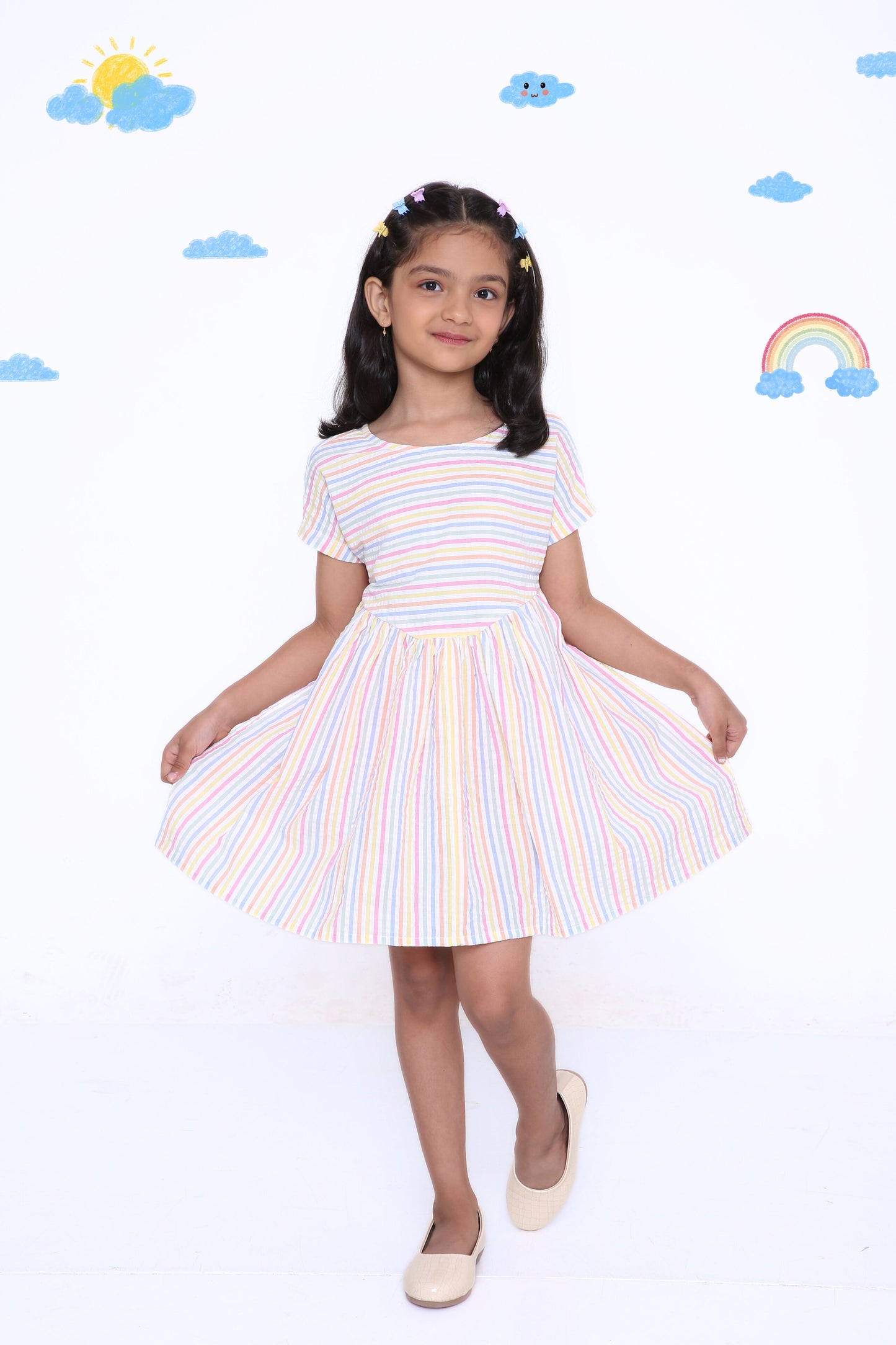 Rainbow Stripe Girls' Dress