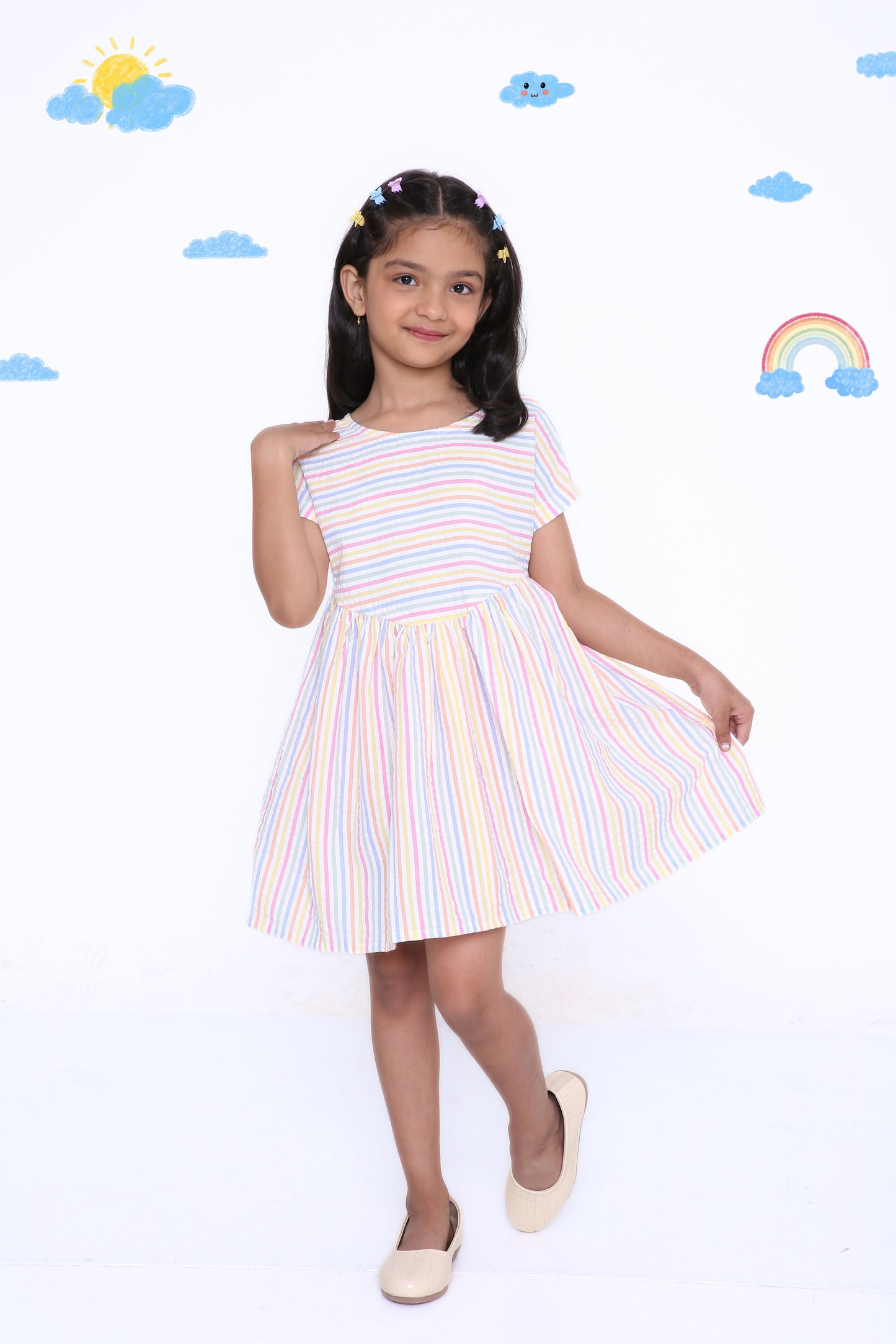 Rainbow Stripe Girls' Dress
