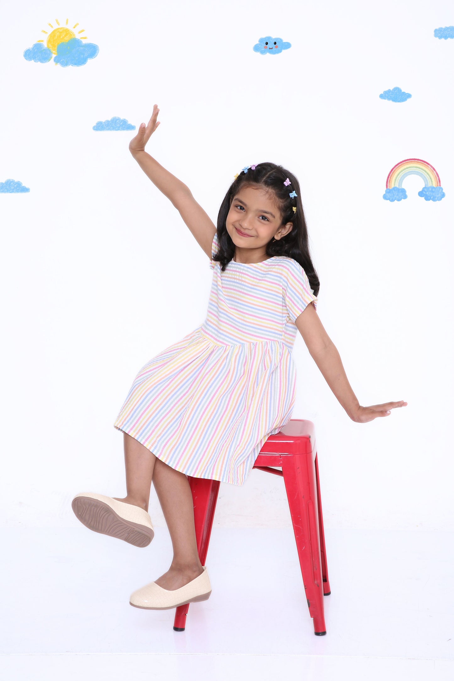 Rainbow Stripe Girls' Dress