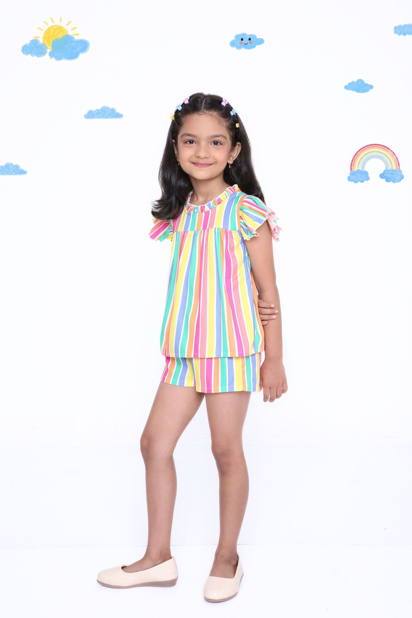 Girls' Multi-Colored Striped Co-Ord Set