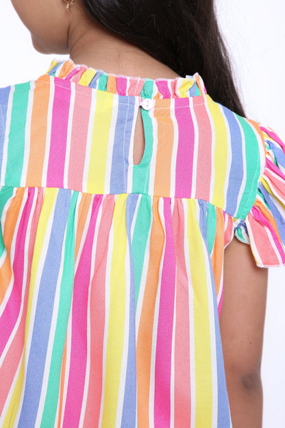 Girls' Multi-Colored Striped Co-Ord Set