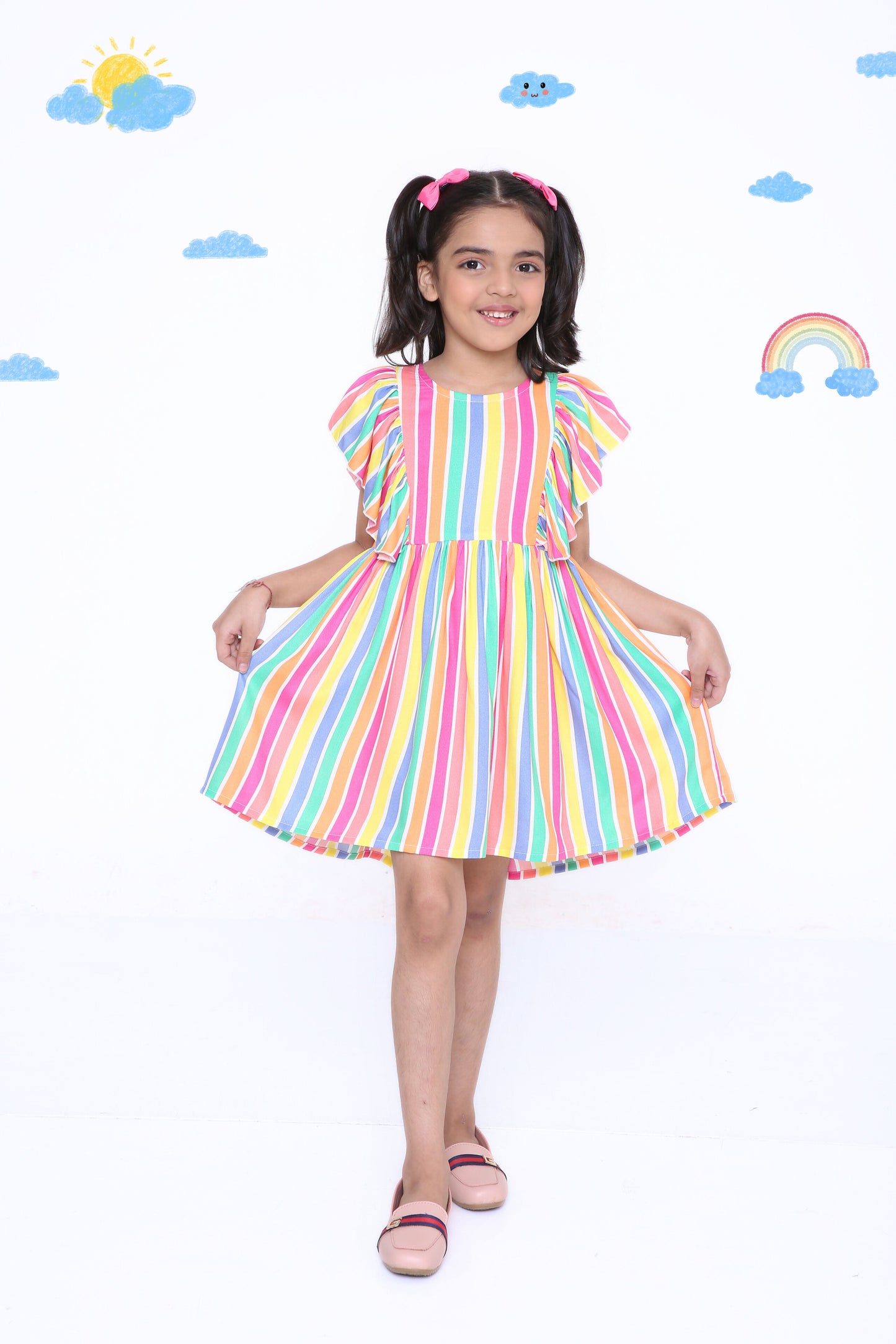 Rainbow Stripe Girls' Dress