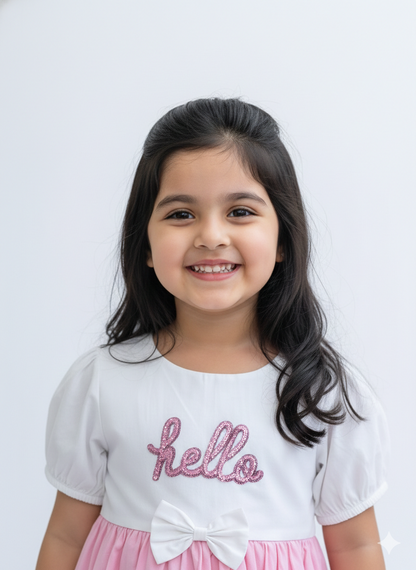 Pink Layered Cotton Girls Dress