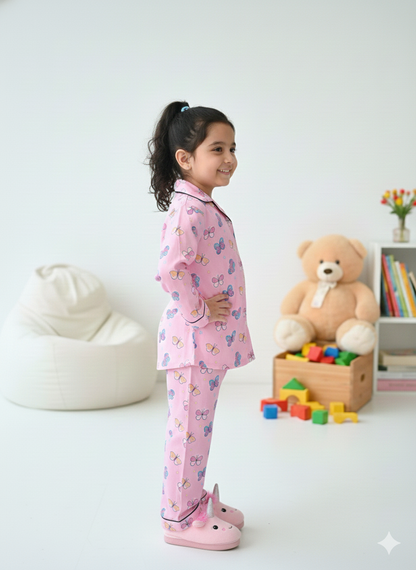 Butterfly Print Rayon Kids Nightsuit