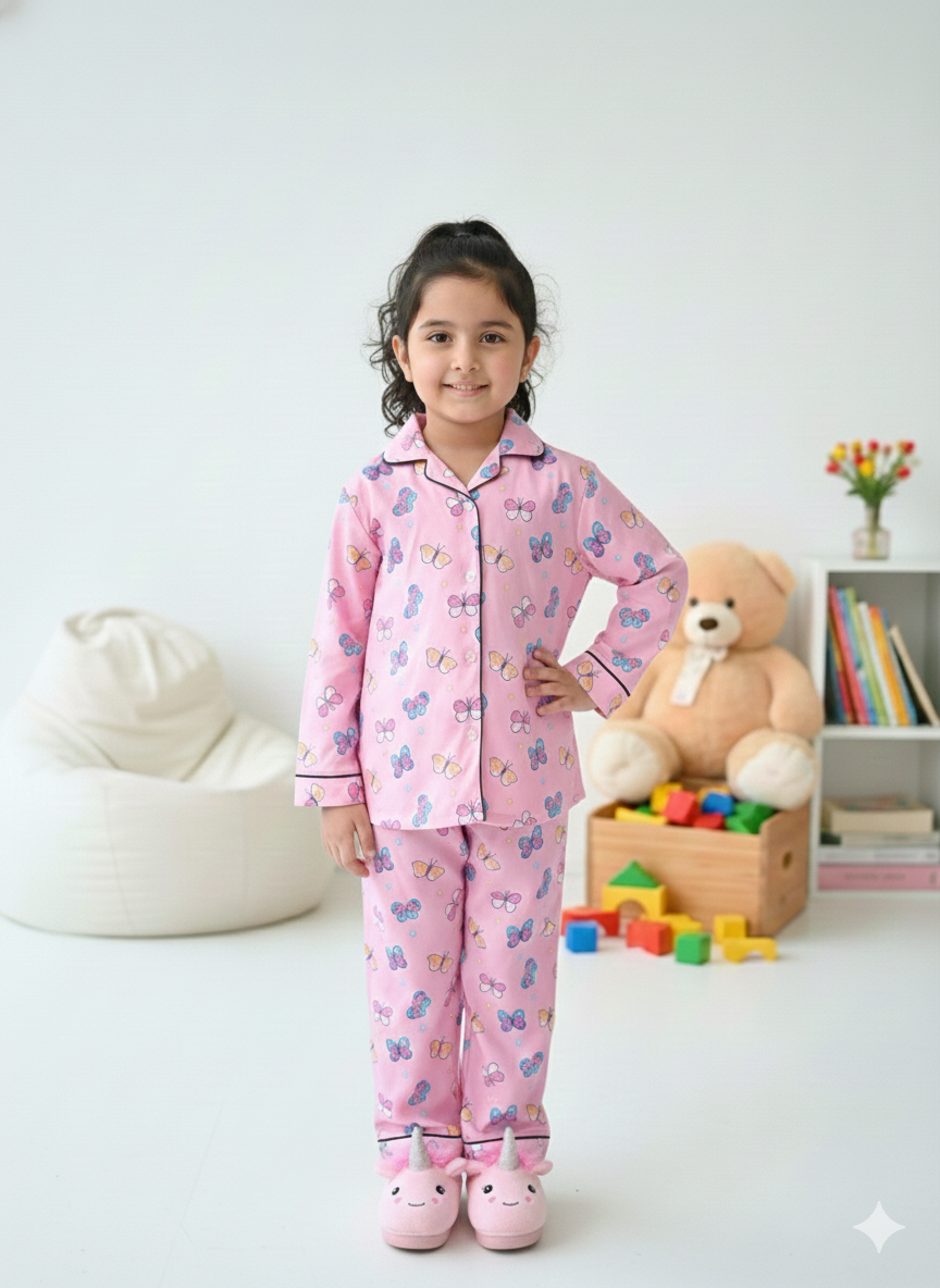 Butterfly Print Rayon Kids Nightsuit