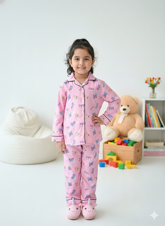 Butterfly Print Rayon Kids Nightsuit