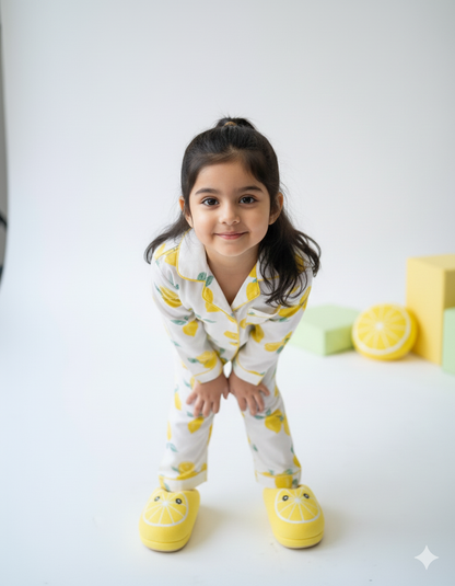 Lemon Print Cotton Kids Nightsuit