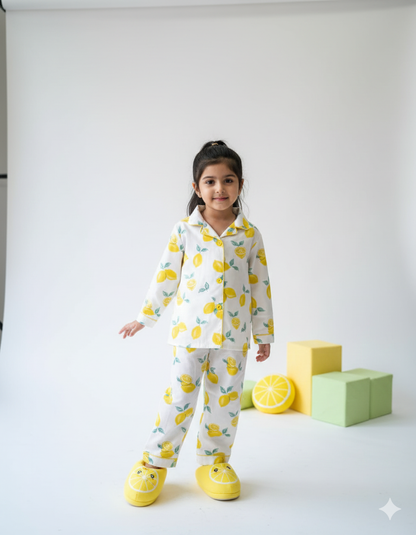 Lemon Print Cotton Kids Nightsuit