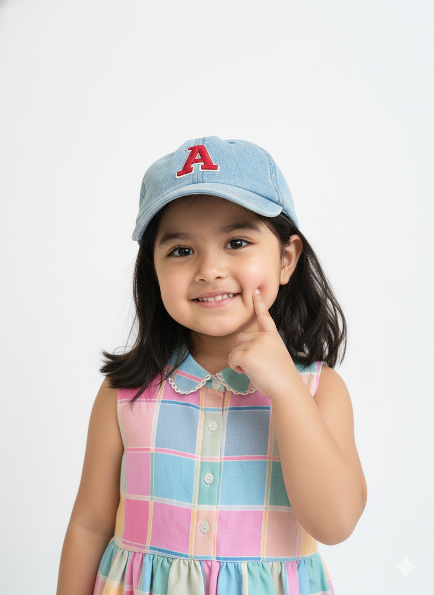 Girls Multi Checked Cotton Dress