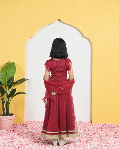 Maroon Girls’ Lehenga Choli