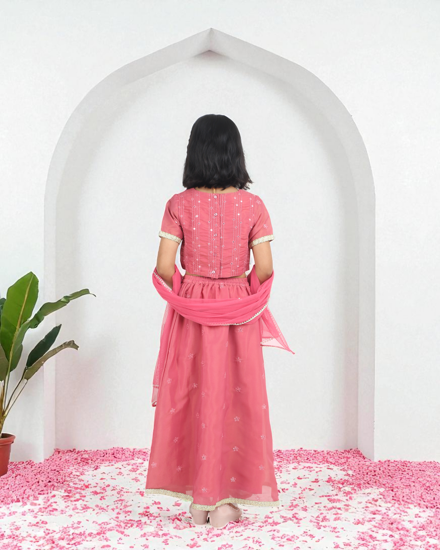 Rose Pink Girls’ Lehenga Choli